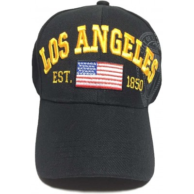 Baseball Caps American Flag Los Angeles City Baseball Cap with Great Seal Print Embroidered - Black - CJ11WPM6ENF $13.26