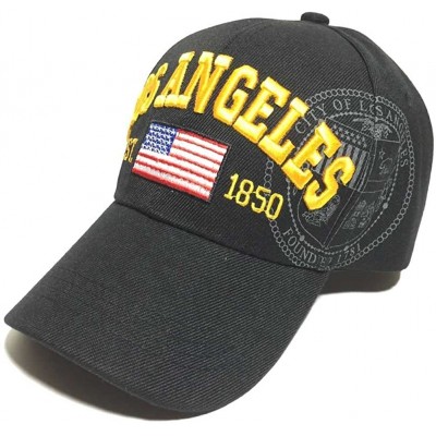 Baseball Caps American Flag Los Angeles City Baseball Cap with Great Seal Print Embroidered - Black - CJ11WPM6ENF $13.26