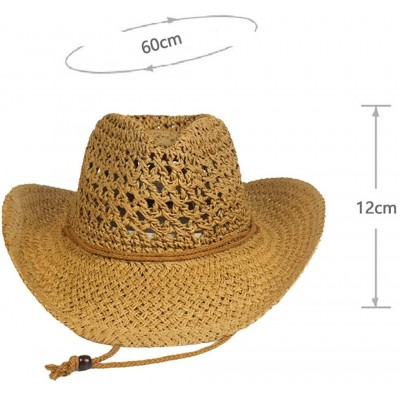 Sun Hats Men's Floppy Packable Straw Hat Beach Cap Newsboy Fedora Sun Hat- Big Brim- Adjustable Chin Strap - Khaki-a - CW18W8...