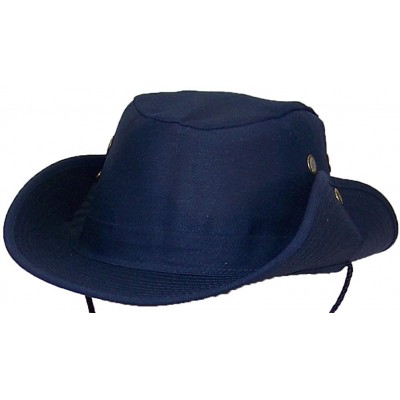 Sun Hats 2 3/4" Wide Brim Men Safari/Outback Summer Hat w/Snap up Sides - Navy - CV11W7GP5MF $10.52
