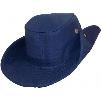 Sun Hats 2 3/4" Wide Brim Men Safari/Outback Summer Hat w/Snap up Sides - Navy - CV11W7GP5MF $10.52