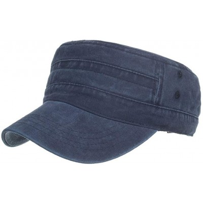 Sun Hats Unisex Outdoor Flat top Baker Boy Peaked Cap Sunscreen Hat - Navy - CS18RYG43LX $6.09