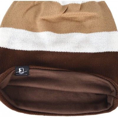 Skullies & Beanies Women's Slouchy Beanie Skull Cap Knitted Beret Warm Winter Hat - Brown&khaki - CX12N33X8WU $15.28