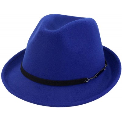 Fedoras Mens Hats Fedoras Short Brim Panama Gentleman Felt Hat Australia Wool Autumn Winter Trilby Cap - Navy - C818NW02IWG $...