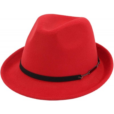 Fedoras Mens Hats Fedoras Short Brim Panama Gentleman Felt Hat Australia Wool Autumn Winter Trilby Cap - Navy - C818NW02IWG $...