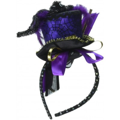 Headbands Halloween Steampunk Spider Witch Mini Top Hat Headband- Blue Purple- One Size Novelty Item - CY185ARCHTK $14.14