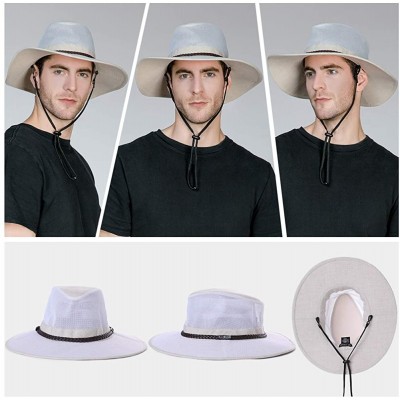 Sun Hats Men Women Summer Outdoor Western Cowboy Safari Sun Protection Hat - 99069white - C318RG9DLE8 $21.72