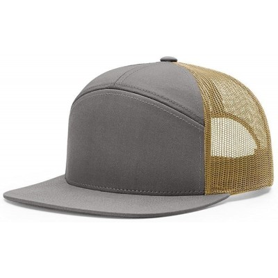 Baseball Caps 7 Panel Trucker Blank Baseball Cap OSFA HAT - Charcoal/Old Gold - CJ1873I70RD $12.54