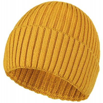 Skullies & Beanies Beanie Hat for Men Women Knit Slouchy Skull Cap Winter Unisex Rolled Up Hats - Yellow - CT193ZS06YM $22.65