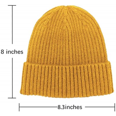 Skullies & Beanies Beanie Hat for Men Women Knit Slouchy Skull Cap Winter Unisex Rolled Up Hats - Yellow - CT193ZS06YM $9.94