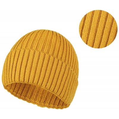 Skullies & Beanies Beanie Hat for Men Women Knit Slouchy Skull Cap Winter Unisex Rolled Up Hats - Yellow - CT193ZS06YM $9.94