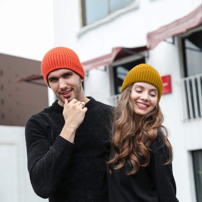 Skullies & Beanies Beanie Hat for Men Women Knit Slouchy Skull Cap Winter Unisex Rolled Up Hats - Yellow - CT193ZS06YM $9.94