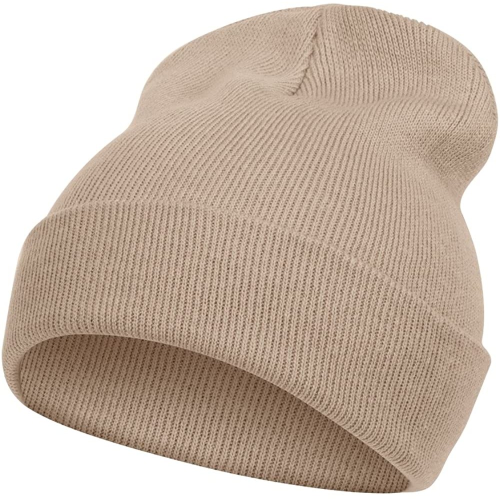 Skullies & Beanies Solid Color Long Beanie - Khaki - CW112V07971 $8.91