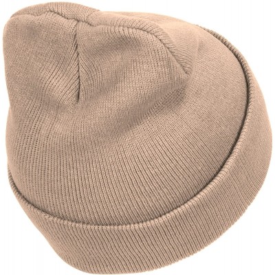 Skullies & Beanies Solid Color Long Beanie - Khaki - CW112V07971 $8.91