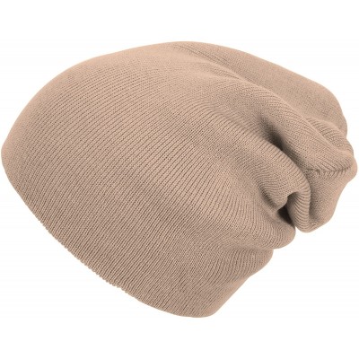 Skullies & Beanies Solid Color Long Beanie - Khaki - CW112V07971 $8.91