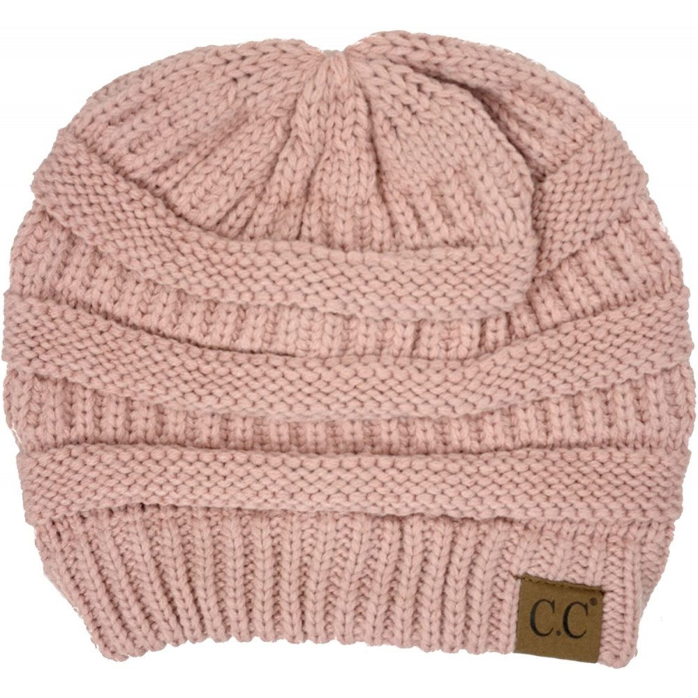 Skullies & Beanies Soft Stretch Chunky Cable Knit Slouchy Beanie Hat - Indie Pink - CX12O7TW2T6 $9.15