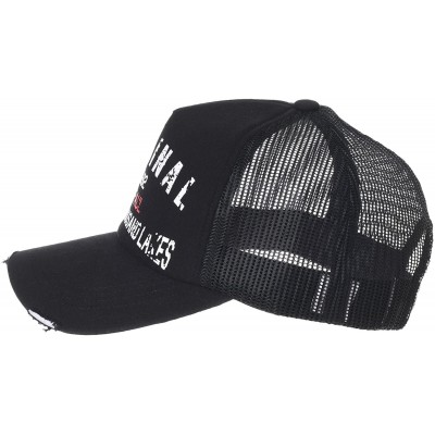 Baseball Caps Meshed Baseball Cap Vintage Trucker Hat Cardinal Lettering NCM1022 - Black - CE18E5D347M $23.17