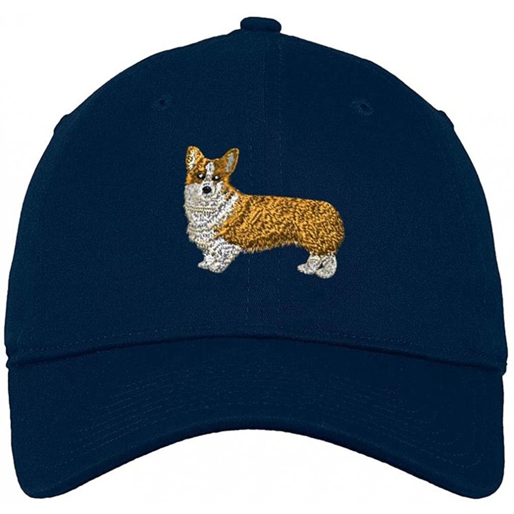 Baseball Caps Custom Soft Baseball Cap Pembroke Welsh Corgi Dog B Embroidery Twill Cotton - Navy - CT18SGKZNLY $12.75