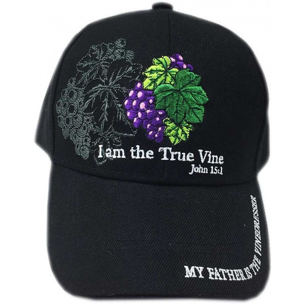 Baseball Caps Christian Bible Verse I Am The True Vine Baseball Cap Hat - Black - CO17Y2G5WUG $18.08