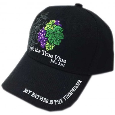 Baseball Caps Christian Bible Verse I Am The True Vine Baseball Cap Hat - Black - CO17Y2G5WUG $18.08