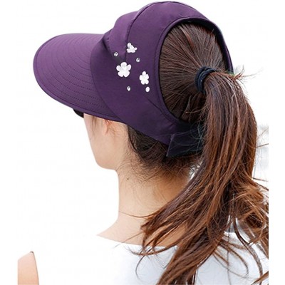 Berets Sun Hats for Women Wide Brim Sun Hat UV Protection Caps Floppy Beach Packable Visor - Purple - CS18D8TWMZI $12.61