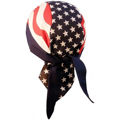 Skullies & Beanies Skull Cap Biker Caps Headwraps Doo Rags - Large US Flag - CD12ELHP8RJ $24.96