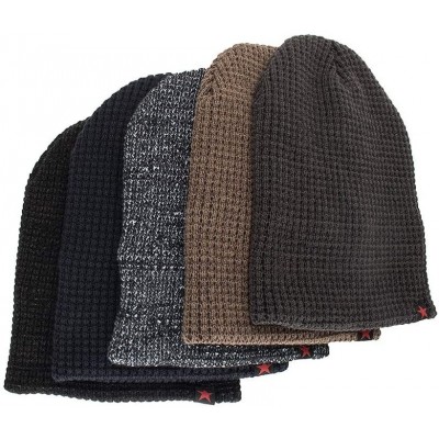 Skullies & Beanies Fleece Lined Beanie Hat Mens Winter Solid Color Warm Knit Ski Skull Cap - Khaki - CB18HYXSGW2 $8.29