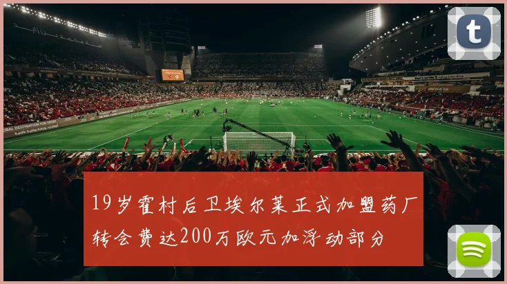 19岁霍村后卫埃尔莱正式加盟药厂转会费达200万欧元加浮动部分